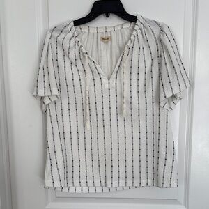 Madewell White and Black Striped Blouse